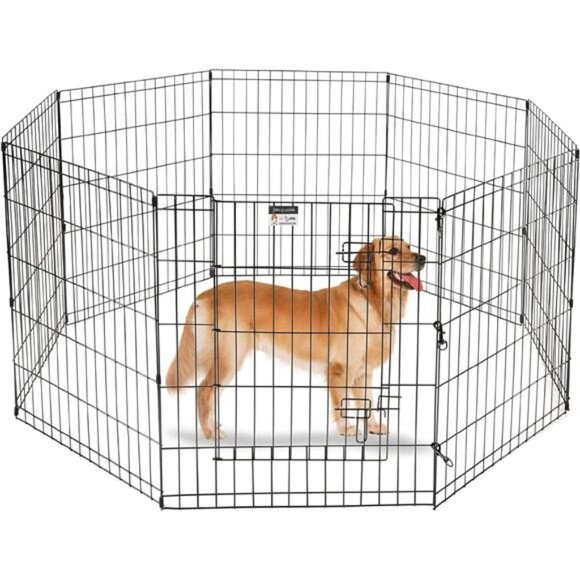 Foldable Metal Exercise Puppy Play Pen with 8 Panels Pen with Door for Dog